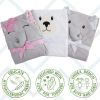 Hooded Baby Towels 33 x 33 Inch. Pink Terry Cotton Bath Towels Hooded with Elephant Face and Ears. Hooded Towels for Baby. Soft Toddler Towels for Boy